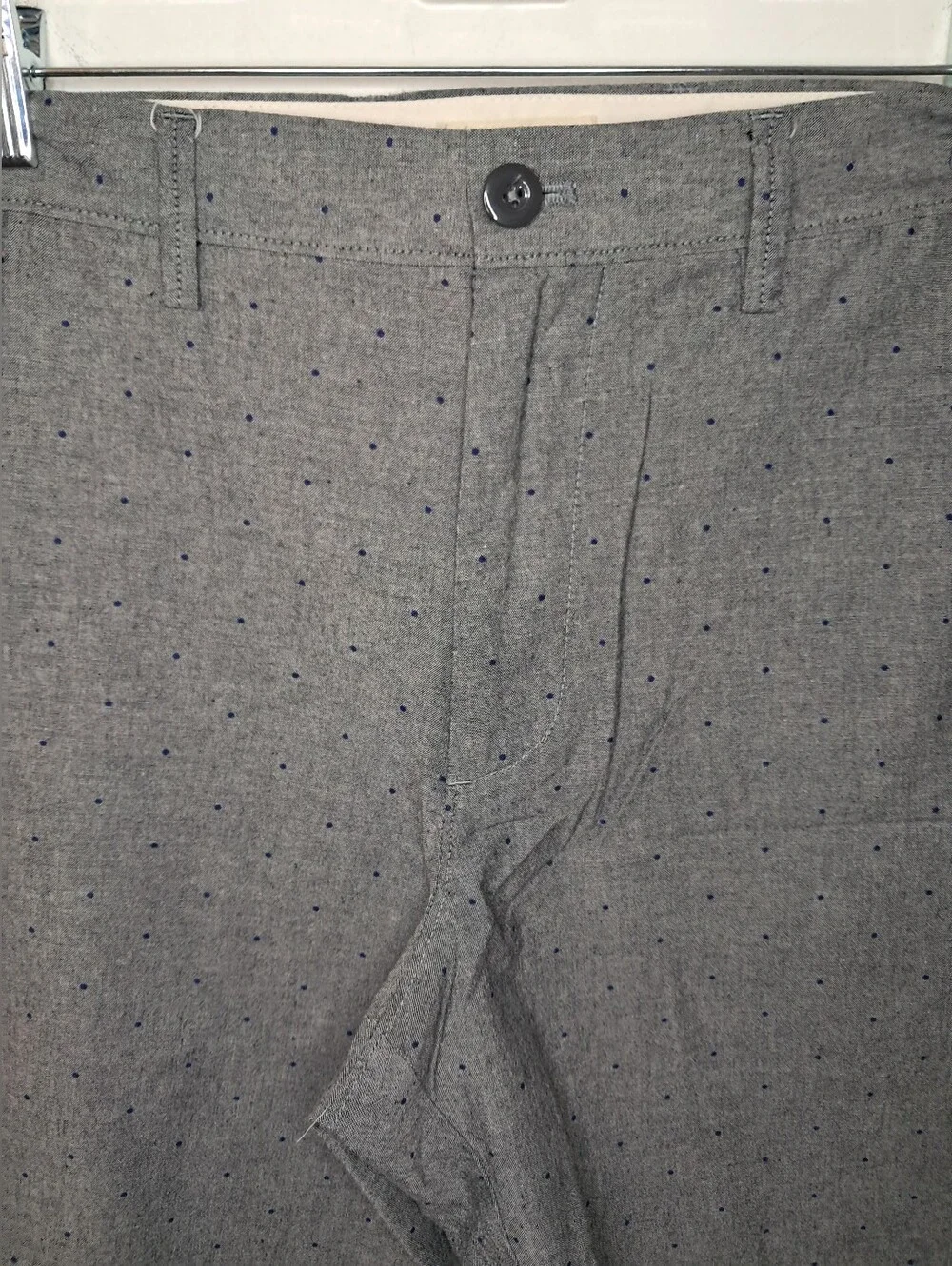 J. Crew Men's Pin Dot Casual Cotton Chino Shorts Gray & Navy Blue Size 34
